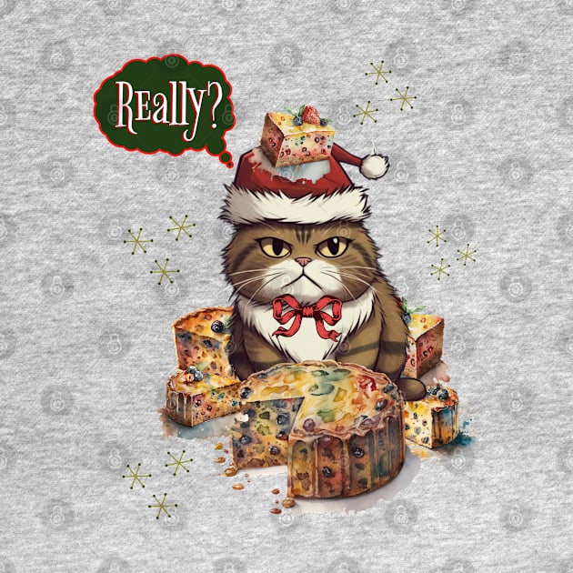 Angry Christmas Cat with Fruitcake by TempoTees